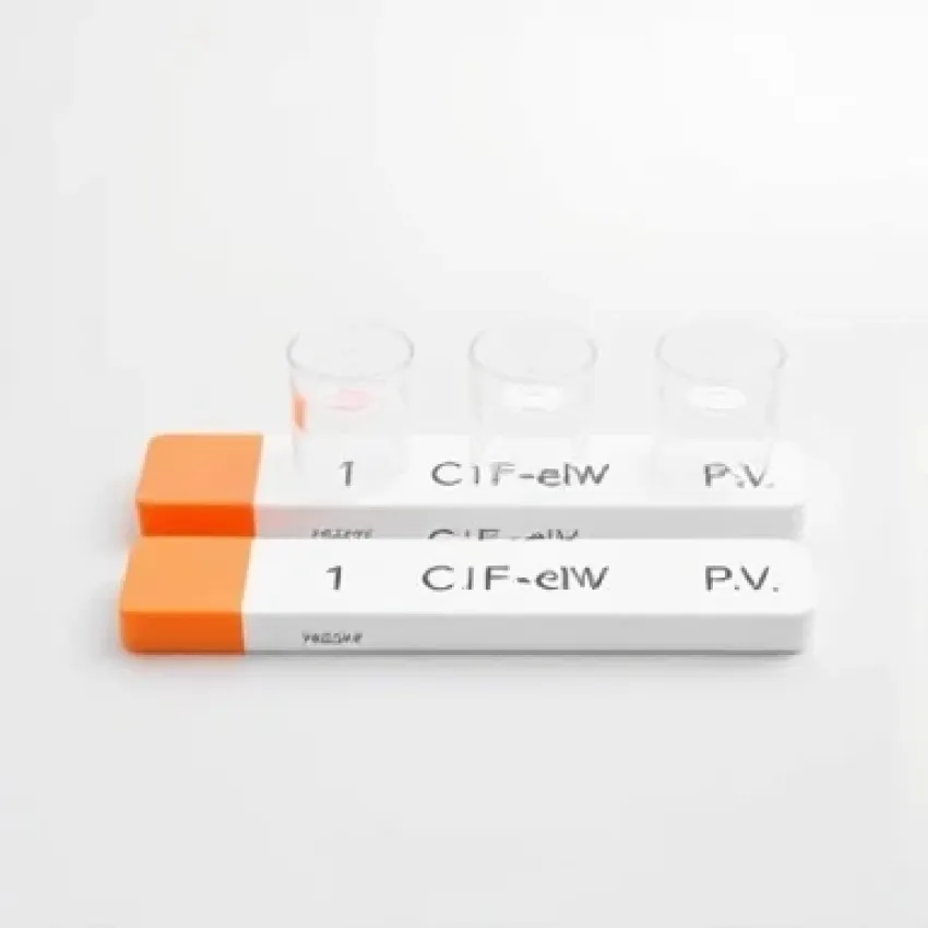کیت تشخیص مالاریا مدل P.F/P.V در محیط آزمایشگاهی با اجزای استاندارد و برچسبگذاری دقیق – تصویر شامل دو واحد تست با درپوش نارنجی، برچسبهای مشخصکننده P.V و محفظههای شفاف نمونهبرداری، مناسب برای بررسی سریع گونههای پلاسمودیوم.