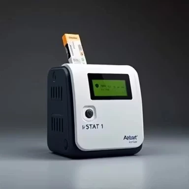 دستگاه تست‌های تشخیصی i-Stat 1 با کارتریج فعال، نمایشگر دیجیتال و قابلیت آنالیز سریع خون در نقطه مراقبت.